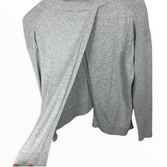 Athleta Silk Light Heatehred Grey Highlands Crossback Sweater Size XXS Soft Knit - Picture 5 of 15